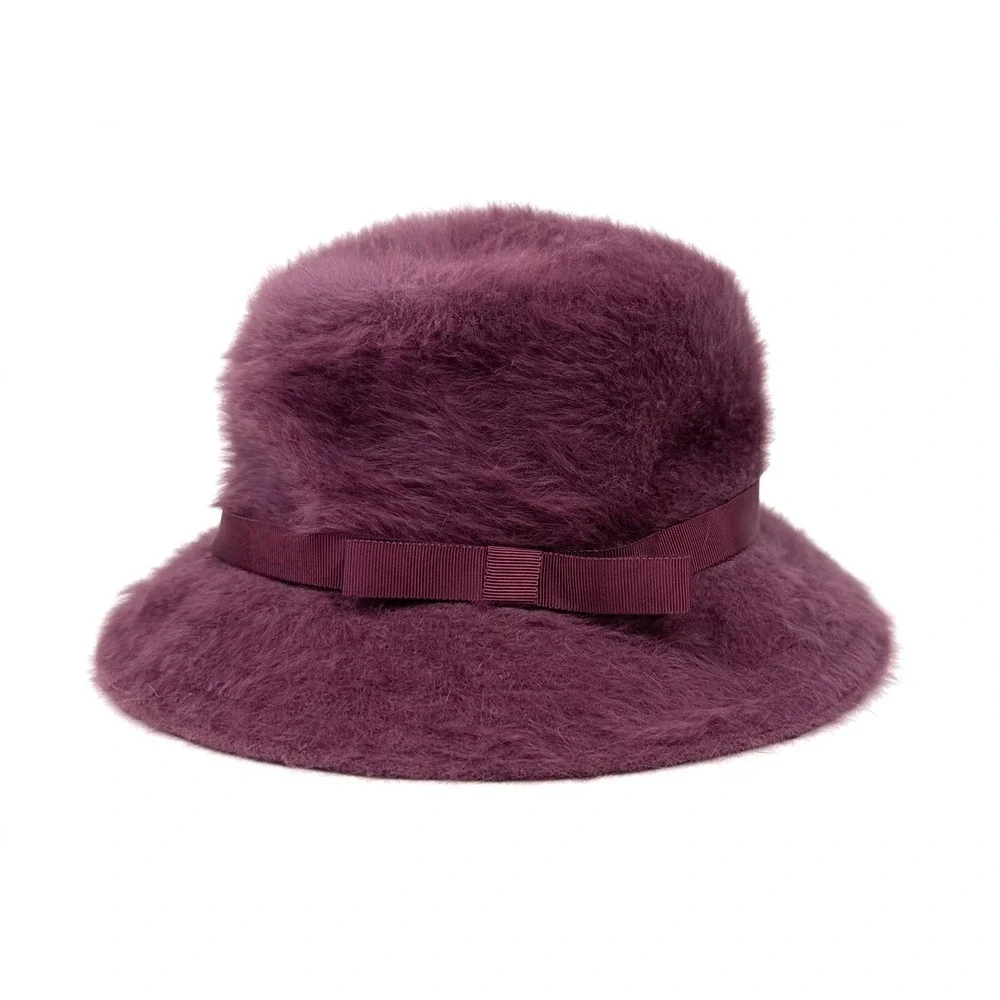 Vintage 70s Kangol Furgora Angora Plum Purple Bucket Hat Made In England Med